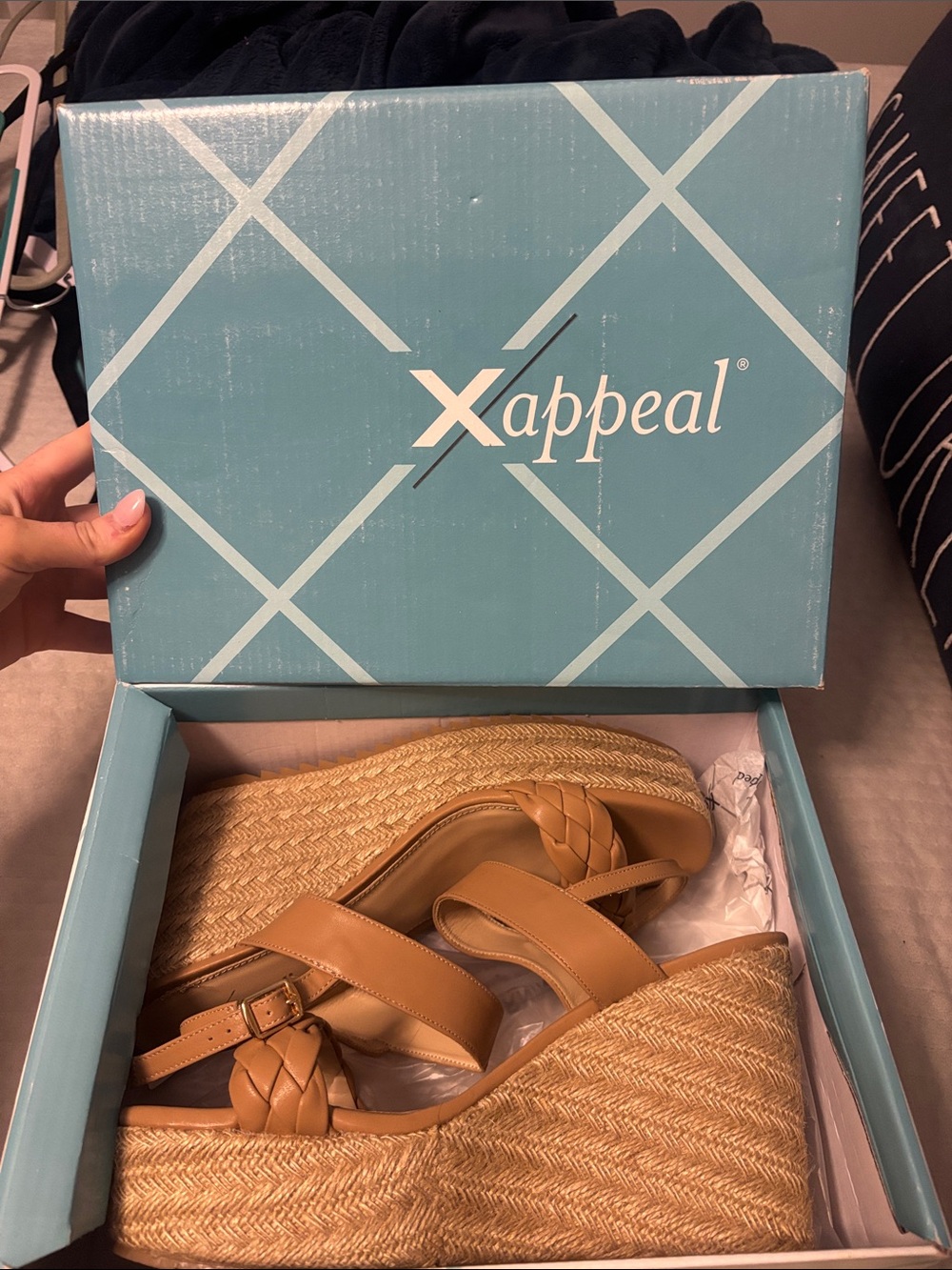 Xappeal Tan Braided Espadrille Wedge Sandals